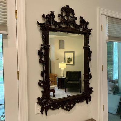 138 Large Burnt Umber Roccoco Style Wall Mirror