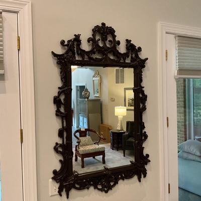 138 Large Burnt Umber Roccoco Style Wall Mirror