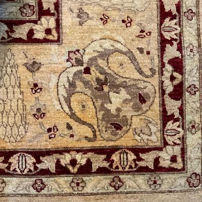 145 Handknotted Oriental Rug with Cream/ Red/ Golds 9' x 11'8"