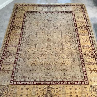 145 Handknotted Oriental Rug with Cream/ Red/ Golds 9' x 11'8