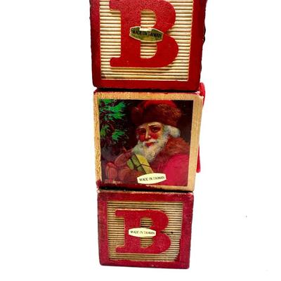 Vintage Wood Alphabet Block Christmas Ornaments (3)