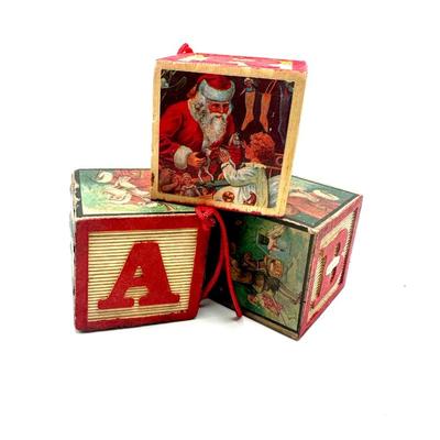 Vintage Wood Alphabet Block Christmas Ornaments (3)
