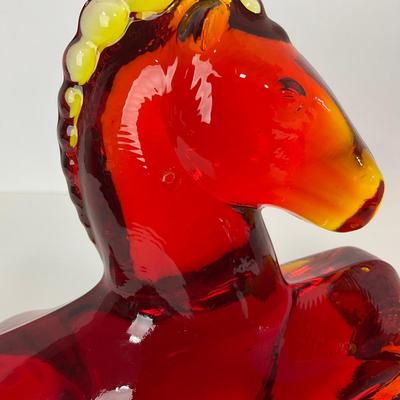 -63- LE SMITH | Red Amberina Rearing Horse | Bookend