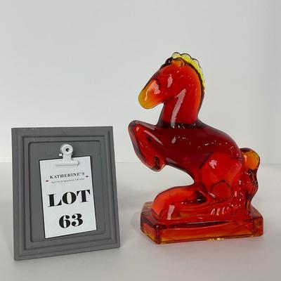 -63- LE SMITH | Red Amberina Rearing Horse | Bookend