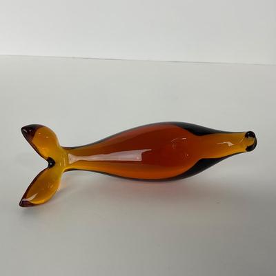 -66- RAINBOW GLASS CO. | Amber Minimalist Dolphin