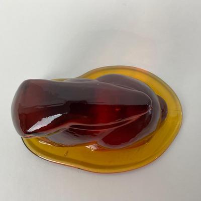 -67- VIKING | Mid Century Amber Crouching Rabbit