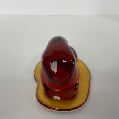 -67- VIKING | Mid Century Amber Crouching Rabbit