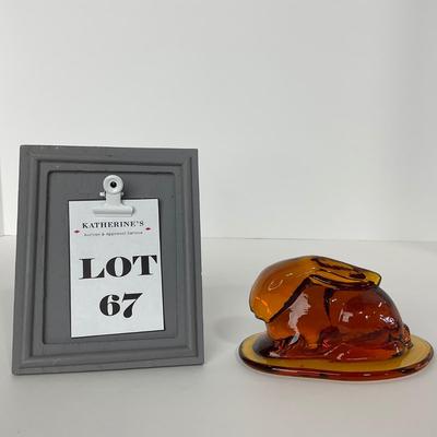 -67- VIKING | Mid Century Amber Crouching Rabbit