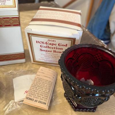 Avon Cape Cod items in boxes