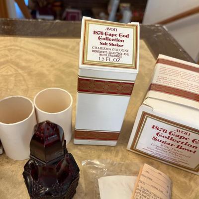 Avon Cape Cod items in boxes