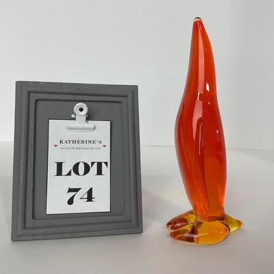 -74- VIKING | Mid Century Orange Red Amberina Penguin Figure