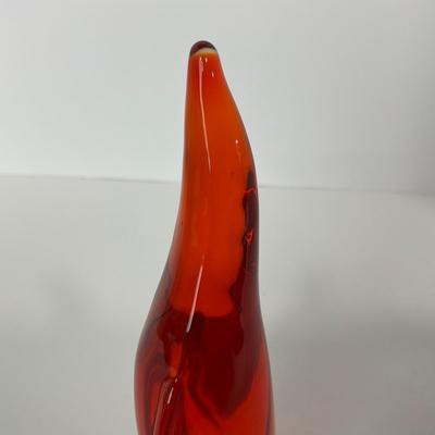 -74- VIKING | Mid Century Orange Red Amberina Penguin Figure