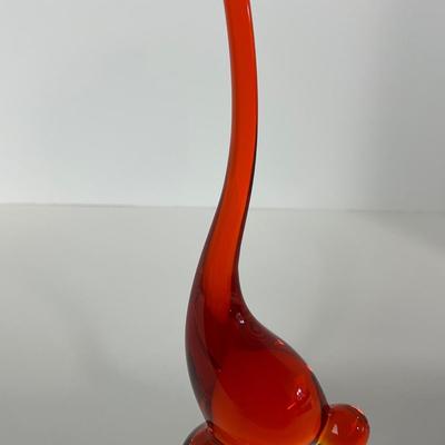 -75- VIKING | Mid Century Orange Red Amberina Long Tail Bird