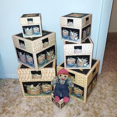 NESTING GIFT BOXES AND HANDMADE DOLL