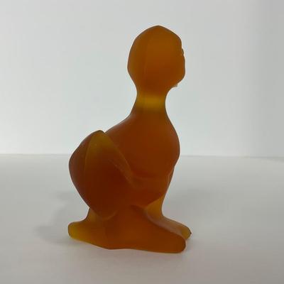 -77- FOSTORIA | Crystal Frosted Amber Momma Duck & Ducklings