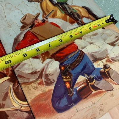 Large Vintage Childrens Westerns Puzzles Whitman Gunsmoke Fairchild Rangers Pony Express Stagecoach