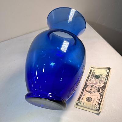 TALL BLUE FLOWER VASE