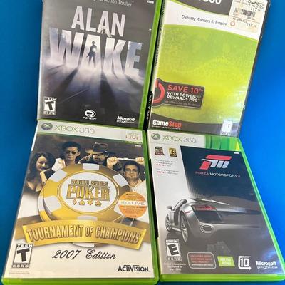 XBOX 360 GROUP OF 4: MOTORSPORT 3, POKER, ALAN WAKE, DYNASTY WARRIORS 6