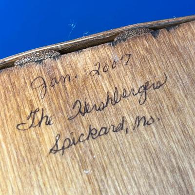 AMISH HERSHBERGER OAK BOTTOM BASKET, SIGNED