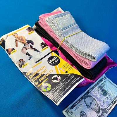 FITNESS ELASTI-LOOPS SET OF 3 w/ BAG: LIGHT, MEDIUM, HEAVY 