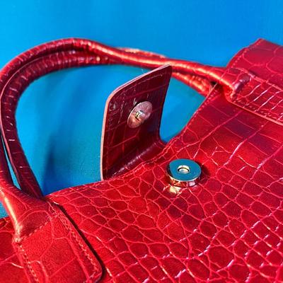 RED FAUX ALLIGATOR SKIN PURSE
