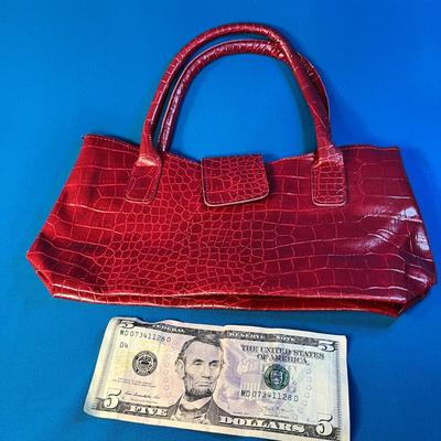 RED FAUX ALLIGATOR SKIN PURSE