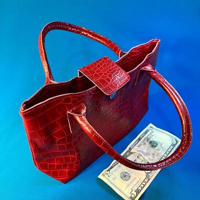 RED FAUX ALLIGATOR SKIN PURSE