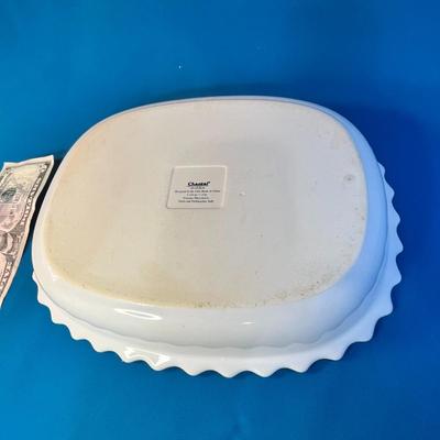 CHANTAL FLUTED WHITE CERAMIC BAKING DISH 7" X 10"
