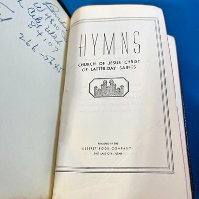 1962 LEATHER BOUND L.D.S. HYMNS BOOK w/ GILDED PAGE EDGES