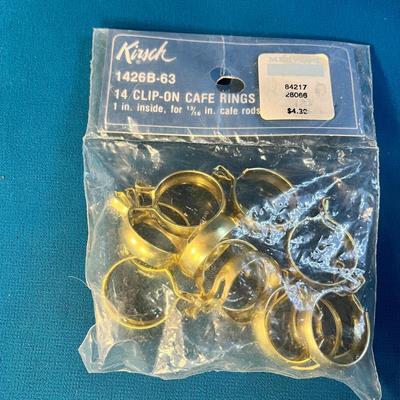 NEW IN PACKAGE 14 CLIP-ON CAFÃ‰ CURTAIN ROD RINGS 