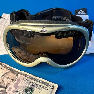 K-2 SKI GOGGLES w/ STORAGE BAG CHAMPAGNE COLOR FRAME, ADJUSTABLE