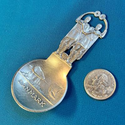 UNUSUAL SILVER "DANMARK" EMBOSSED SOUVENIR SPOON