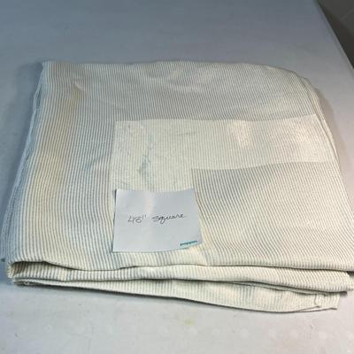 VINTAGE SPARKLY WHITE AND SILVER PIN STRIPED TABLECLOTH