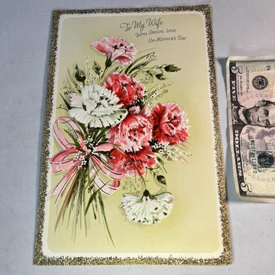 VINTAGE OVERSIZED MOTHER'S DAY CARD FROM HUSBAND- EMBOSSED, UNUSED