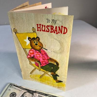 VINTAGE MULTI-PAGE CHRISTMAS CARD TO HUSBAND- UNUSED