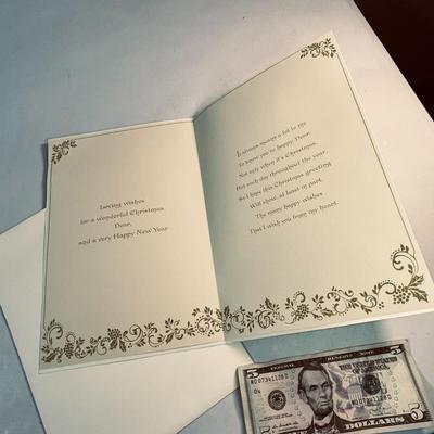 VINTAGE GREEN FOIL OVERSIZED CHRISTMAS CARD WITH ENVELOPE