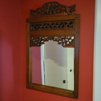 Antique Mirror with Carved Wooden Frame (BR-DW)