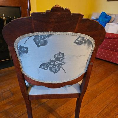 Carved Wood Arm Chair w/Green Upholstery  (PS-JS)
