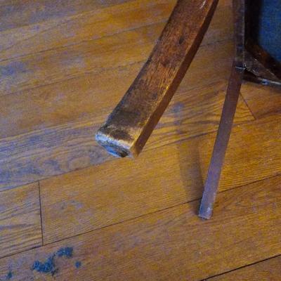 Carved Wood Arm Chair w/Green Upholstery  (PS-JS)