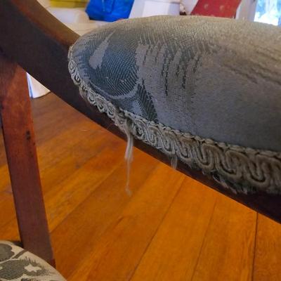 Carved Wood Arm Chair w/Green Upholstery  (PS-JS)