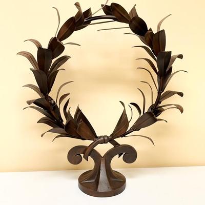 GLOBAL VIEWS ~ Bronze Metal Wreath Sculpture ~ Heavy