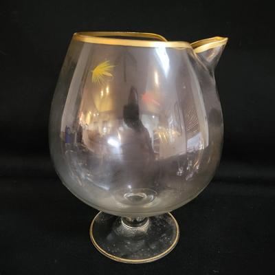 Vintage Fly Fishing Themed Cocktail Glasses and Pitcher and a Ceramic Ashtray (BR-DW)
