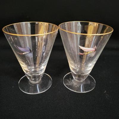 Vintage Fly Fishing Themed Cocktail Glasses and Pitcher and a Ceramic Ashtray (BR-DW)