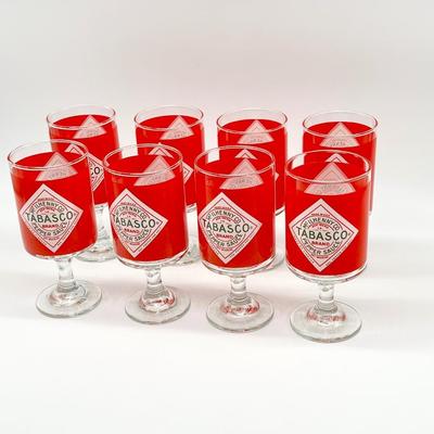 MC ILHENNY CO ~ Tabasco ~ Set Of Eight (8) Bloody Mary Footed Glasses