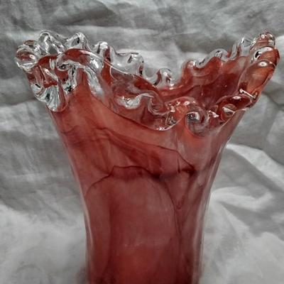 Beautiful 8" x 7" 1970s Murano Lavorazione Arte Swung Vase