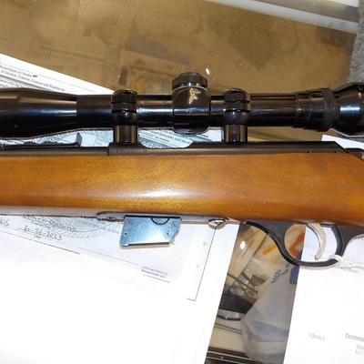 Marlin Glenfield Mod. 25 22 cal. LR/ with scope. est $150 to $300.