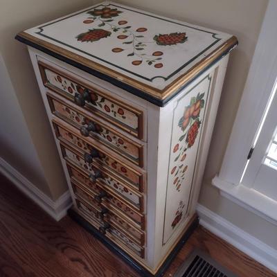 Decorative Wood Finish Seven Drawer Jewelry Armoire or Notions Dresser