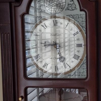 Waltham Chime Wood Case Pendulum Wall Clock