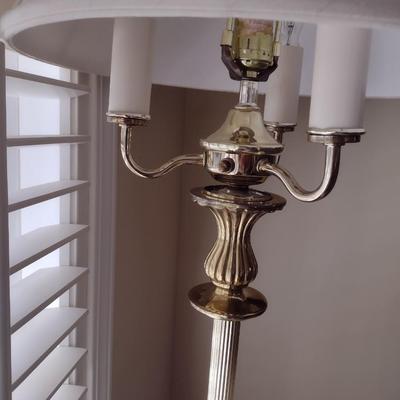 Gold Tone Metal Triple Arm Candelabra Design Floor Lamp