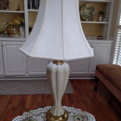 Lenox by Quoizel White Porcelain Lamp with Gold Base and Collar